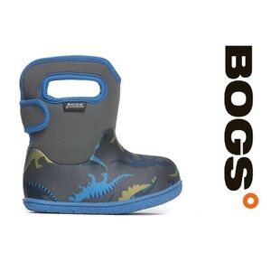 Bogs | Blue and Gray Dinosaur Dino Toddler Pull On Rain Boots | Size 8